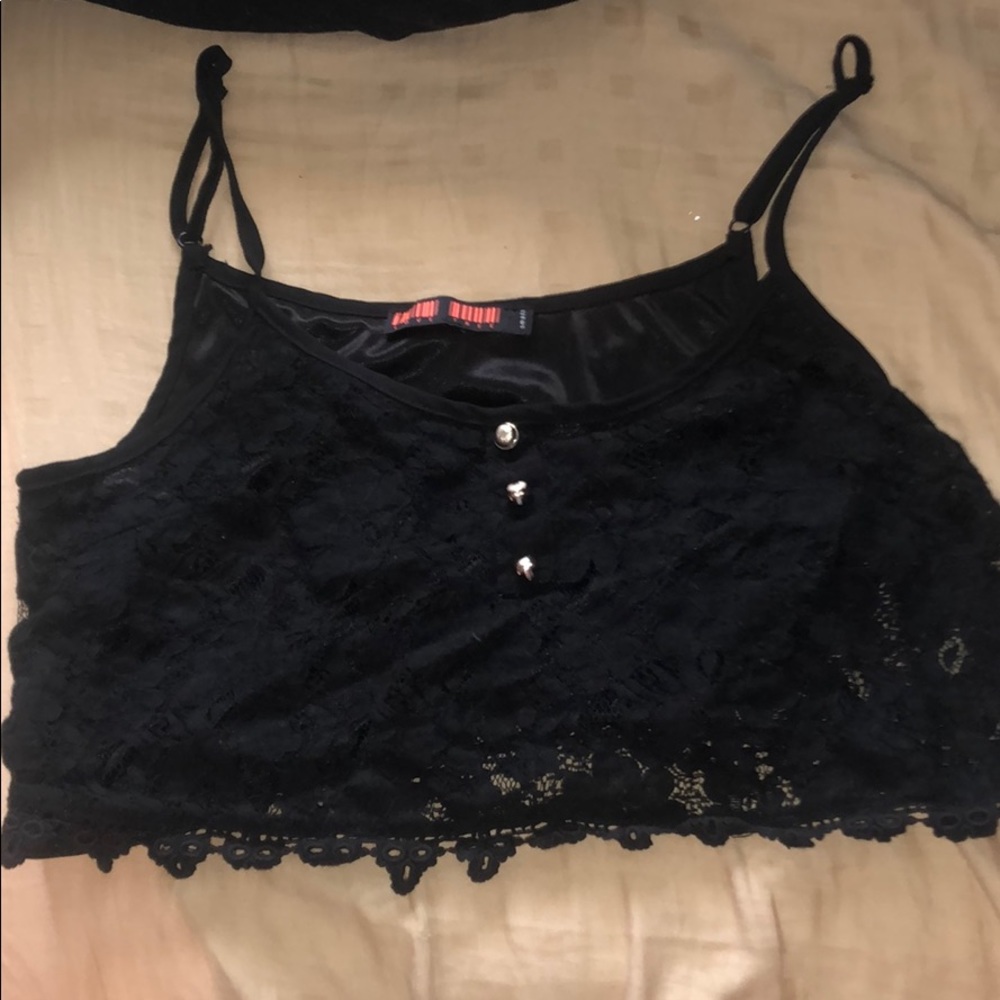 Black lace crop top